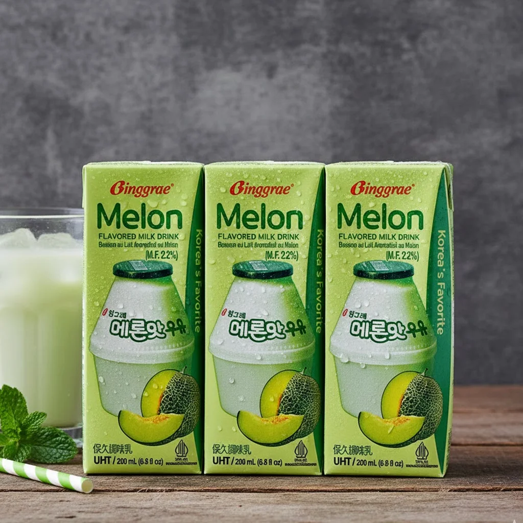 Binggrae Melon Milk Leche Coreana De Melon 04 Binggrae Melon Milk 200ml – Leche Coreana de Melón