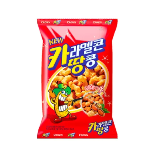 Crown Caramelkong – Snack Coreano de Maíz, Maní y Caramelo