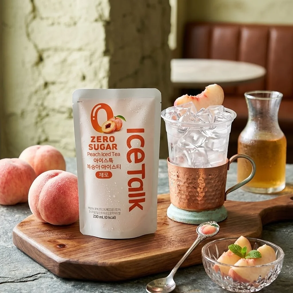 Ice Talk Peach Zero 02 Ice Talk Peach Zero 230ml – Bebida Coreana de Durazno Sin Azúcar