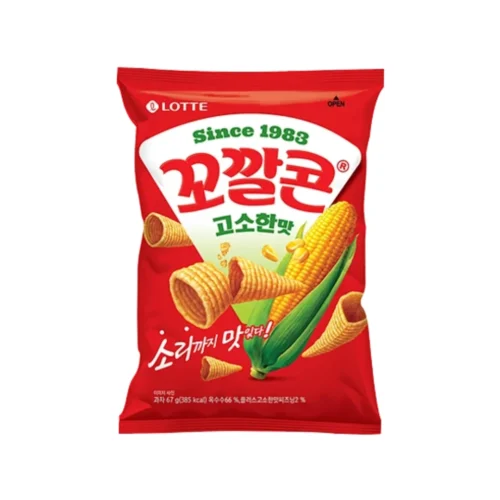 Snack Lotte Kkokkalcon Choclo Asado – Bocadillo Coreano de MaĂz en Cono desde 1983