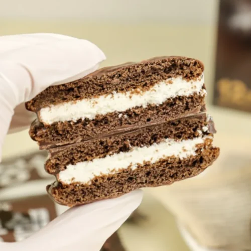 Pastel de Chocolate Relleno Crema Blanca Lotte Tongwheel Dream Cake Cacao 6 Unidades – Snack Coreano Premium