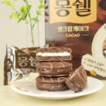 Pastel de Chocolate Relleno Crema Blanca Lotte Tongwheel Dream Cake Cacao 6 Unidades – Snack Coreano Premium