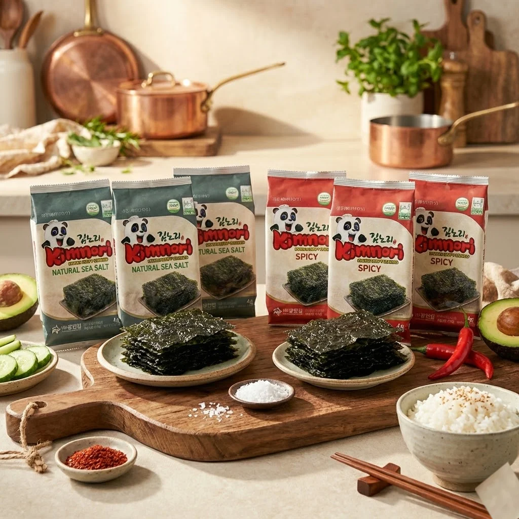 Snack Alga Coreana Picante Kimnori Gwangcheon Pack 3 05 Snack de Alga Coreana Picante Kimnori Gwangcheon – Pack 3 Unidades | Gim Premium Tostado Picante
